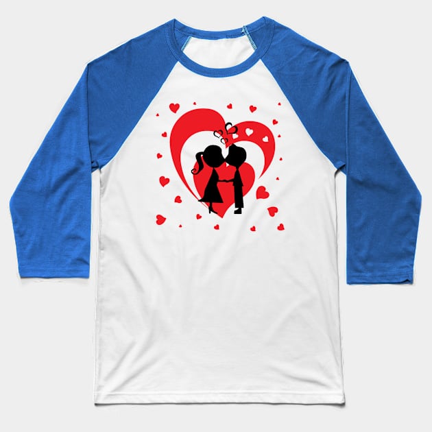 Couple Love Baseball T-Shirt by ShubShank